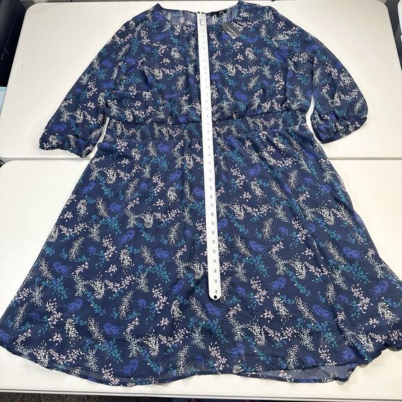 Lane Bryant Floral Midi Dress Smocked Waist Chiffon Size 28 Blue, Pink - Picture 5 of 11